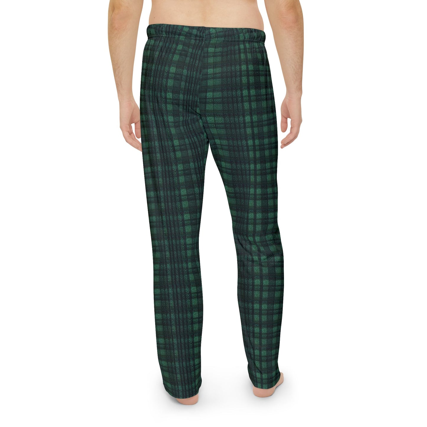Men's Pajama Pants - Merry Christmas Green Plaid Fleet 47