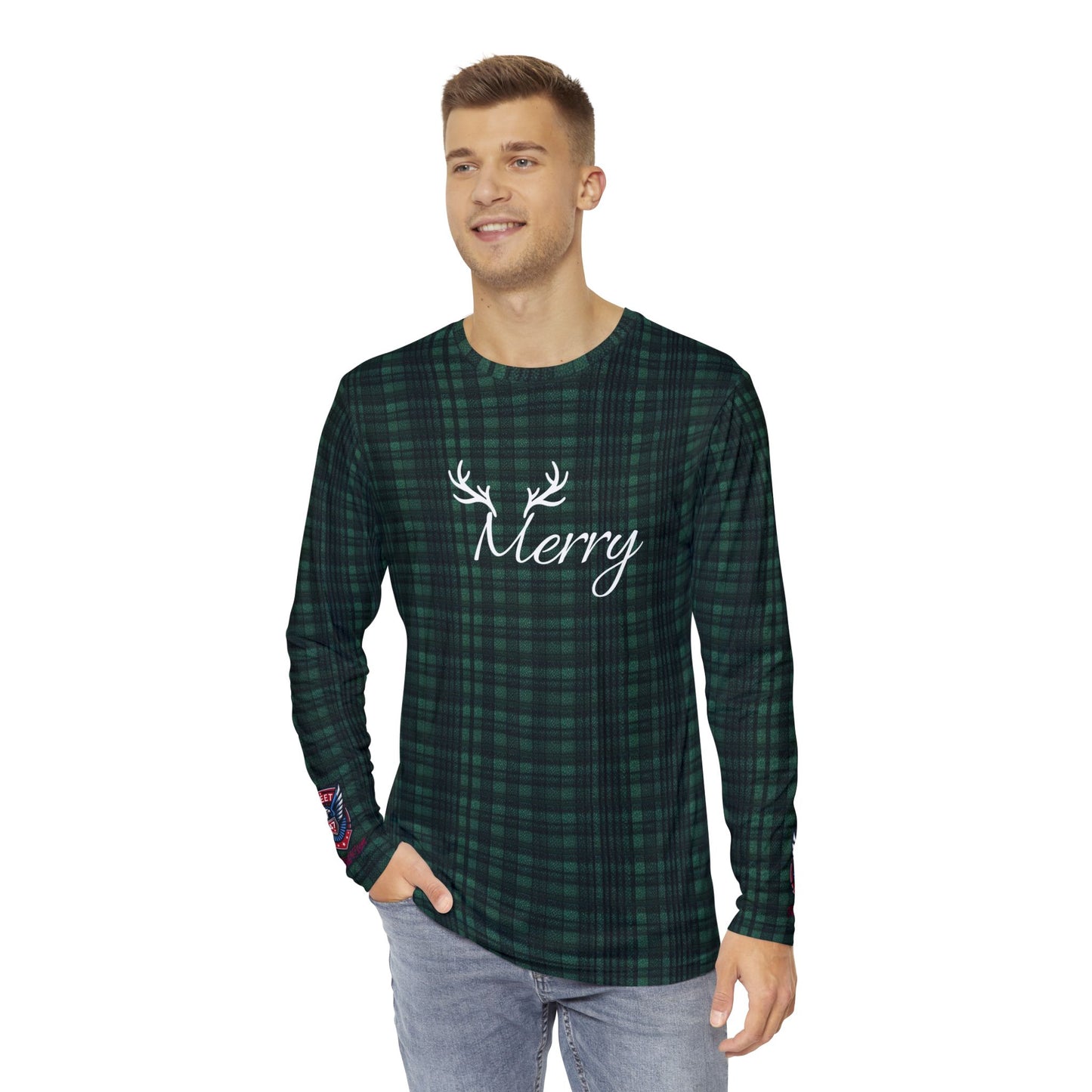 Merry Christmas Green Plaid Pajama Top