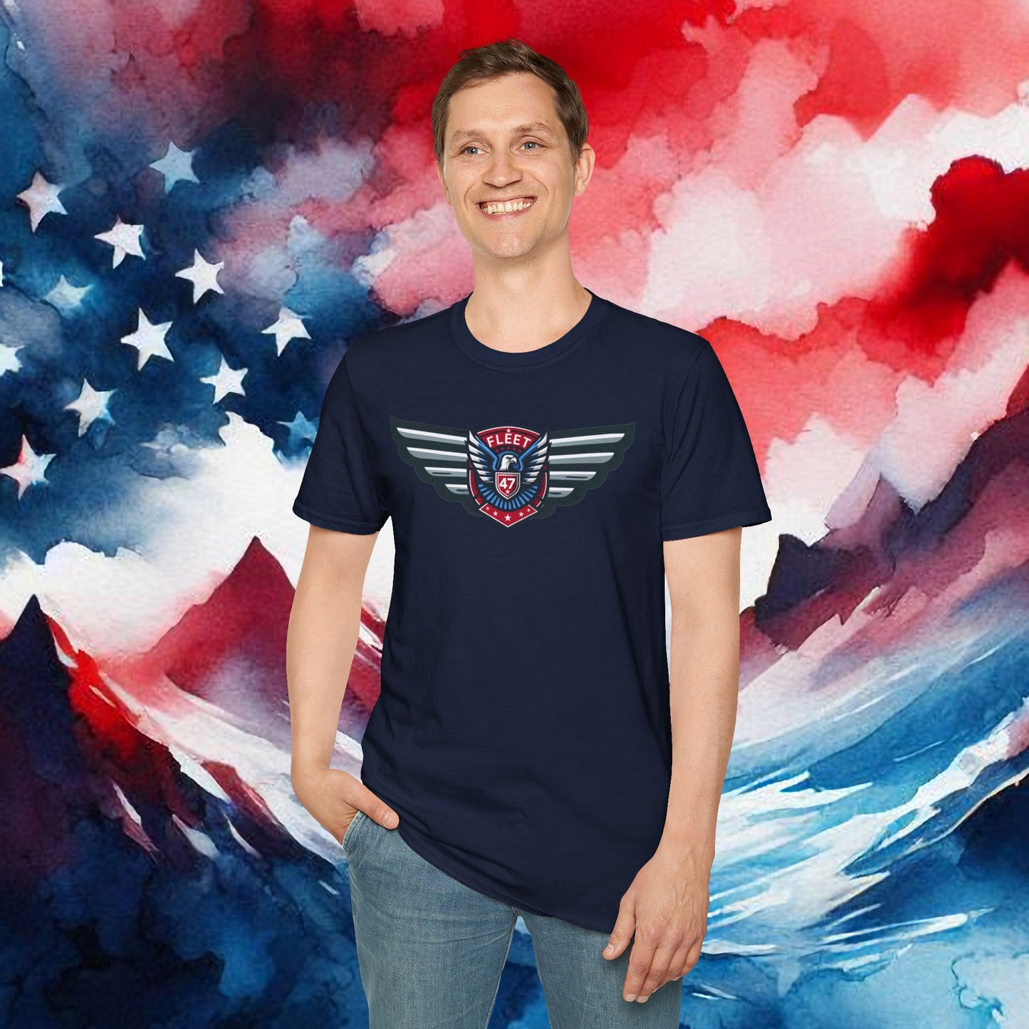 Fleet 47 Wings Tee     Unisex Softstyle T-Shirt