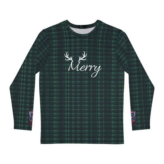 Merry Christmas Green Plaid Pajama Top