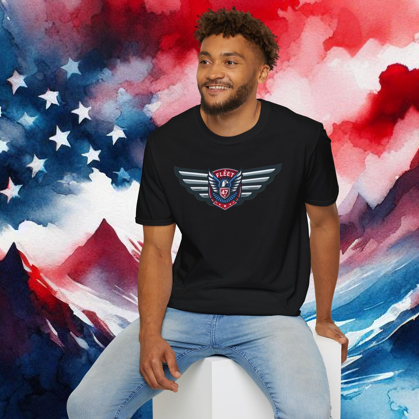 Fleet 47 Wings Tee     Unisex Softstyle T-Shirt