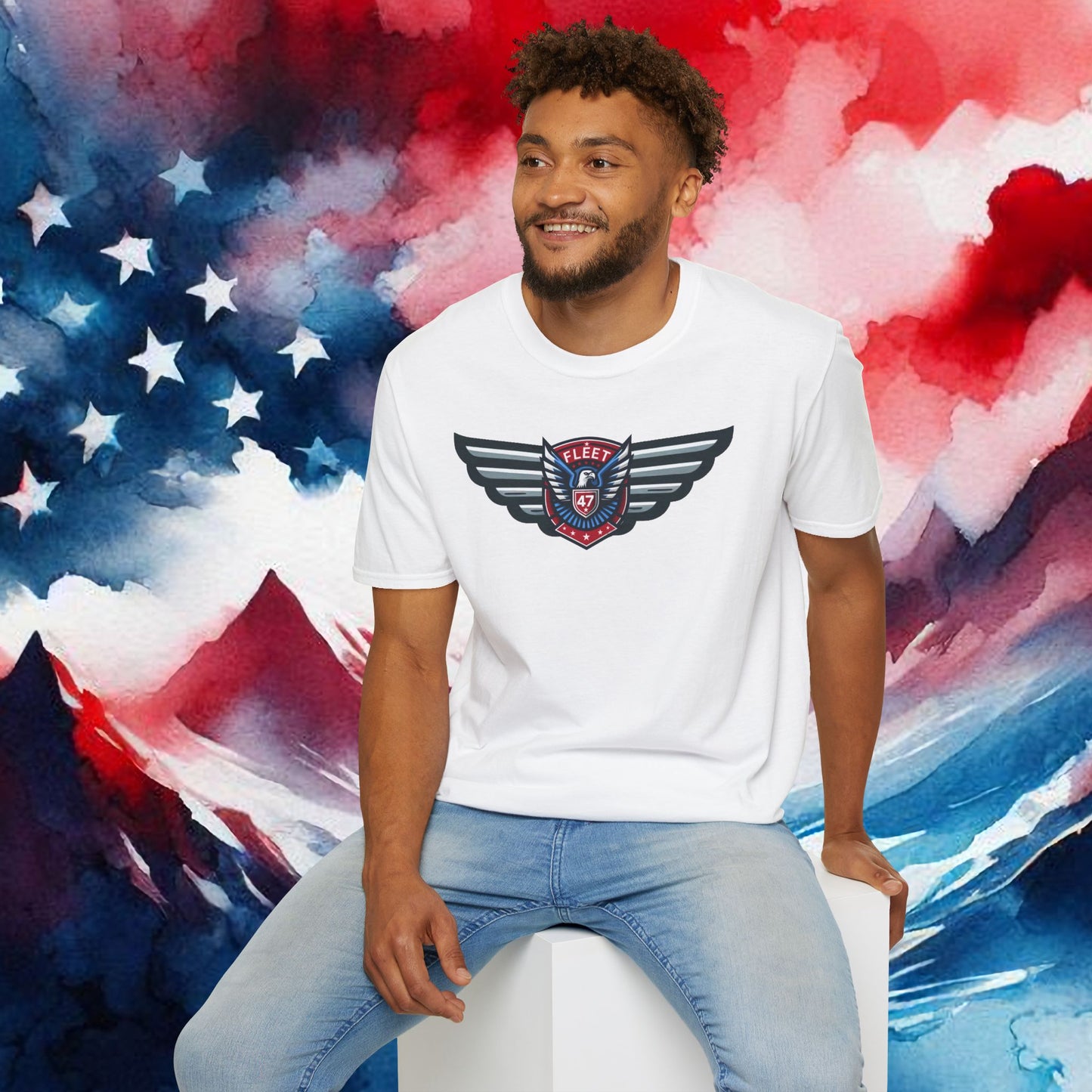 Fleet 47 Wings Tee     Unisex Softstyle T-Shirt