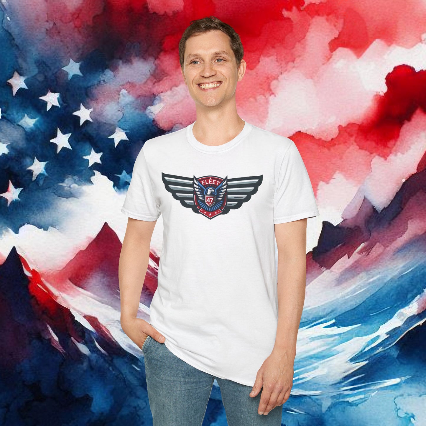 Fleet 47 Wings Tee     Unisex Softstyle T-Shirt